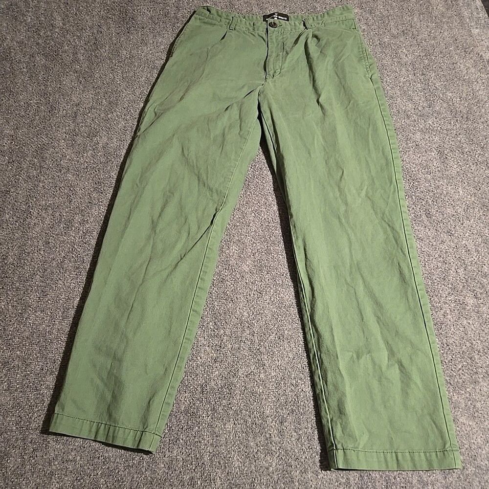 Houston White Denim Jeans Mens 32x32 Green Straight Pleated Slash Pockets Cotton